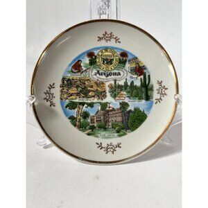 Vintage Arizona Souvenir Plate With Grand Canyon & State Capitol Illustration